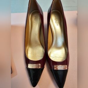 Red and Black Coach Pumps Heels